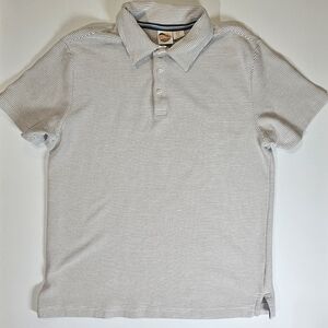 C&C California‎ Mens Polo Shirt Size Medium White Tan Stripe Preppy Resortwear